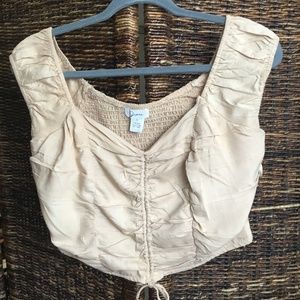 Natural tan colored cropped blouse